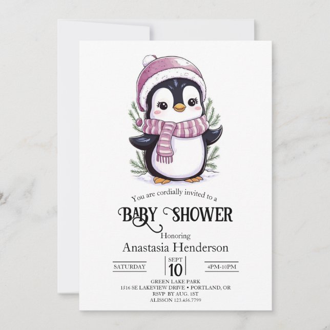 Charming Mystical Penguin Baby Shower Inbjudningar (Framsida)