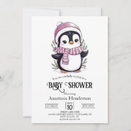 Charming Mystical Penguin Baby Shower Inbjudningar
