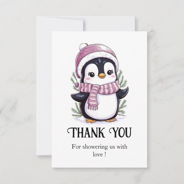Charming Mystical Penguin Baby Shower Tack Kort (Framsida)