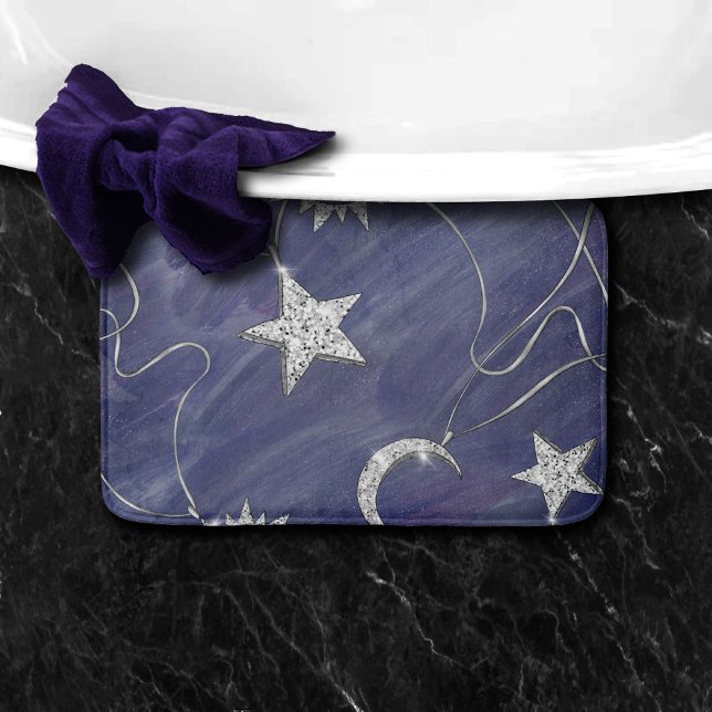 Charming Mystique | Silver Måne Stars Sol Amulet Badrumsmatta (Skapare uppladdad)