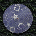 Charming Mystique | Silver Måne Stars Sol Amulet Darttavla<br><div class="desc">Trendig och sofistikerade porslin i silver på kedjehalsband förskjutna av en fläckig,  vattenfärgad,  muterad bakgrund. Den här noveltyn med roligt har en dynamisk oisex (men feminin) abstrakt-övertoning som lägger till perfekt pop av färg. Om du vill ha anpassningar eller annat färg går du till JustFharryn @zazzle.com #bohochic #zazzlemade</div>