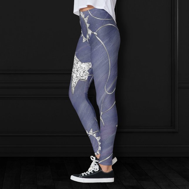 Charming Mystique | Silver Måne Stars Sol Amulet Leggings (Skapare uppladdad)