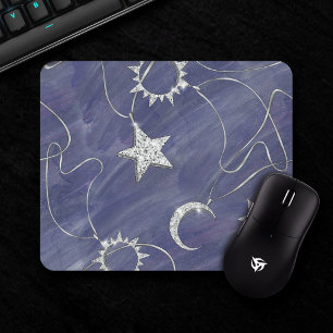 Charming Mystique Silver Måne Stars Sol Amulet Musmatta