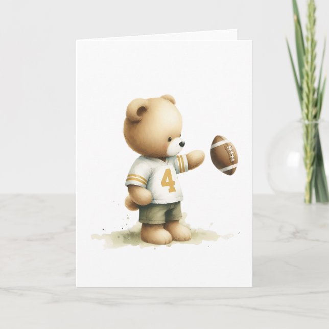 Charming Nalle Football Player Blank Hälsning Kort (Framsida)