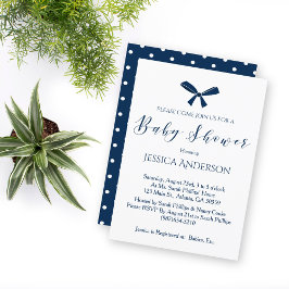 Charming Navy Blue White Boys Baby Shower Inbjudningar