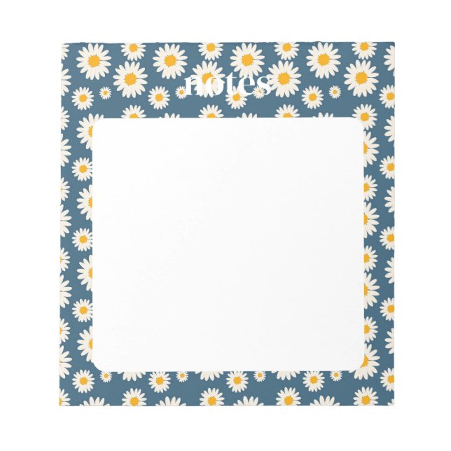 Charming Navy och White Daisy Mönster Anteckningsblock (Framsida)