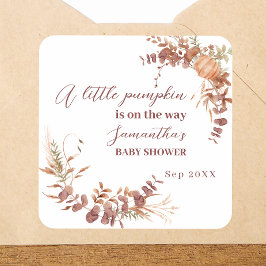 Charming Neutral Autumn Little Pumpkin Fyrkantigt Klistermärke