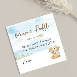 Charming Neutralt Woodland Bear Diaper Raffle Tilläggskort