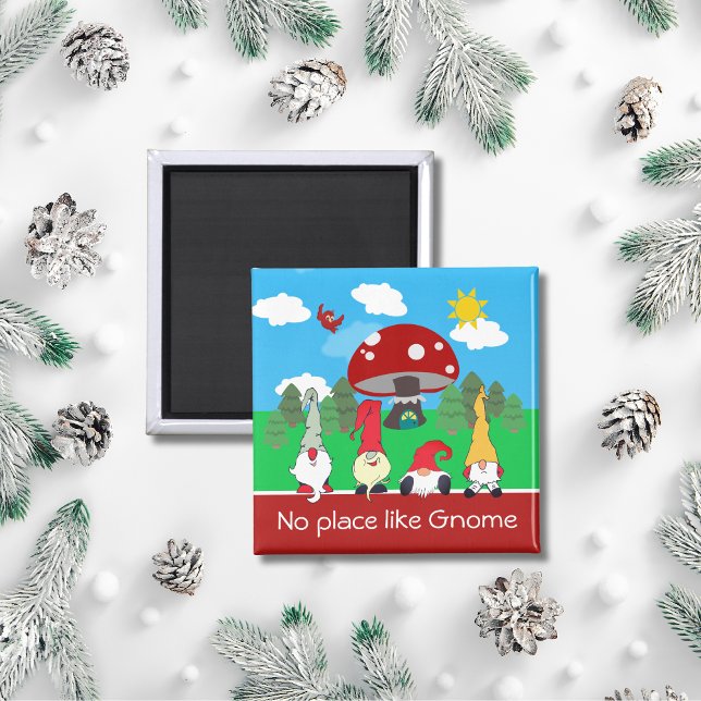 Charming "No Ställe like Gnome" Magnet (Skapare uppladdad)