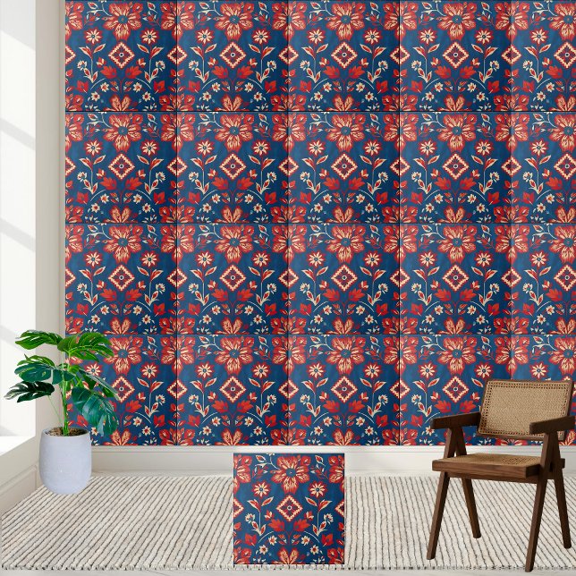Charming Nordic Stil Blommigt Tile Kakelplatta (Charming Nordic Style Floral Tile)