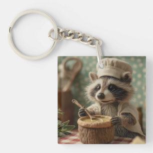 Charming och Cute Raccoon Chef Stirring a Bowl