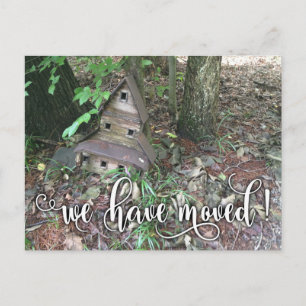 Charming Old Birdhouse Photo "Vi har flyttat" Noti Meddelande Vykort
