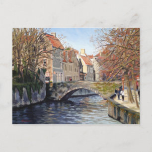 Charming Old Bridge over Canal in Scenia Brges Vykort