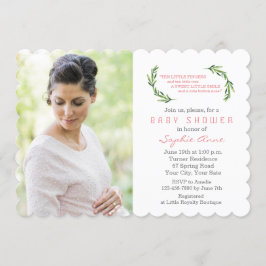 Charming Olive Grenar Photo Baby Shower Inbjudningar