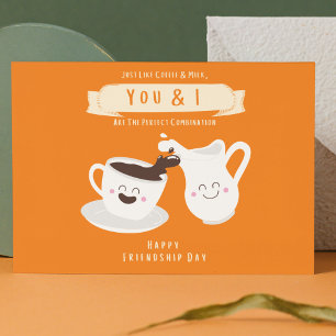 Charming Orange and White Coffee and Mjölk Helg Vykort