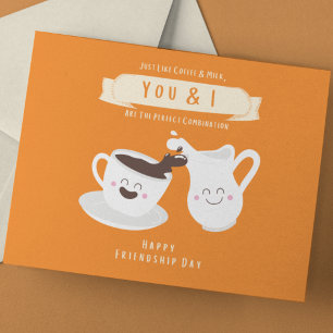 Charming Orange and White Coffee and Mjölk Vykort