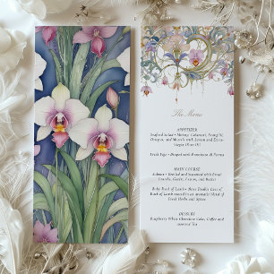 Charming Orchids Bröllop Menu Delicate Pastel Inbjudningar