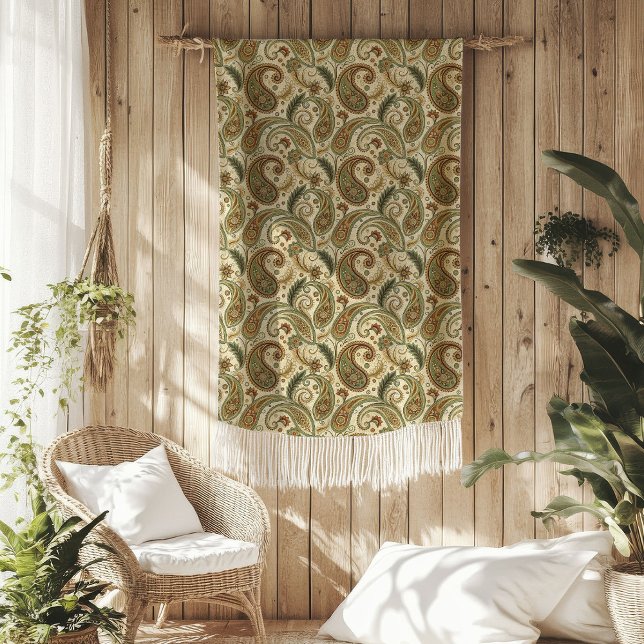 Charming Paisley Throw i Earthy Boho Färg Fleecefilt (Charming Paisley Throw in Earthy Boho Colors)