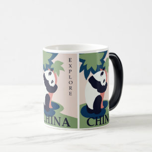 Charming Panda Äventyr: Retro China Travel Art Magisk Mugg