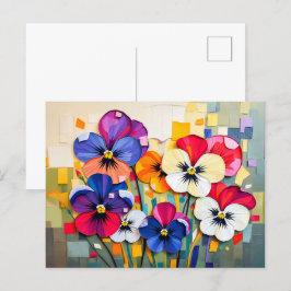 Charming Pansy in Modern Abstrakt Stil Helg Vykort
