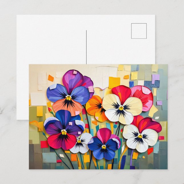 Charming Pansy in Modern Abstrakt Stil Helg Vykort (Fram/baksida)