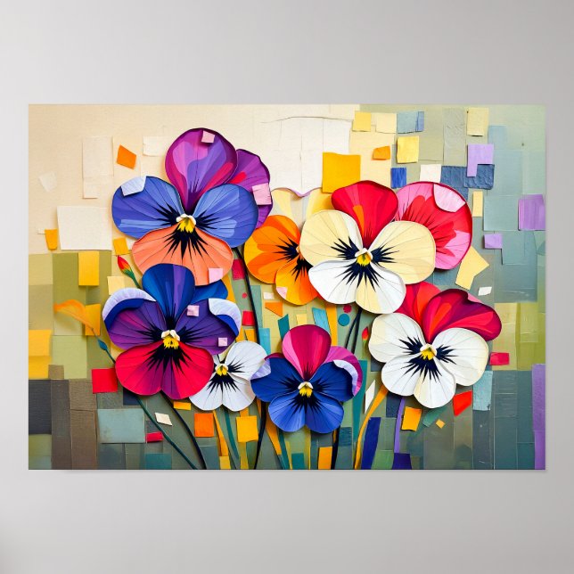 Charming Pansy in Modern Abstrakt Stil Poster (Framsidan)