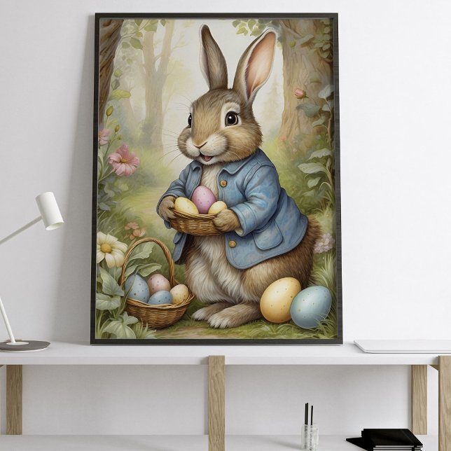 Charming-Påskhare i Blue Jacka Woodland Poster (Skapare uppladdad)