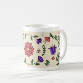 Charming Pastel Blommigt Folk Art Mugg