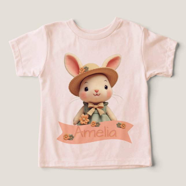 Charming Pastel Bunny T Shirt (Design Framsida)
