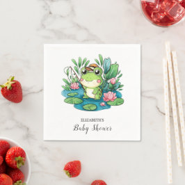Charming Pastel Frog Baby Shower Pappersservett
