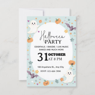Charming Pastel Ghost Halloween fest-inbjudan Inbjudningar