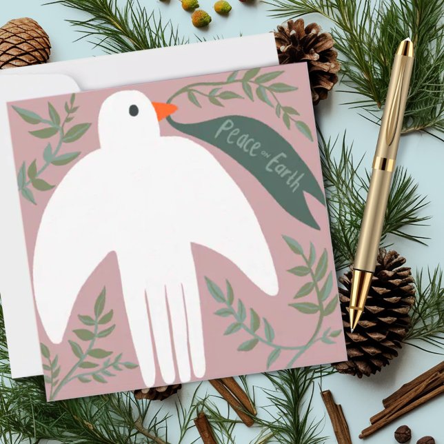 Charming Peace Dove jul Julafton Helgdag Ro (Peace on Earth dove holiday Christmas card)