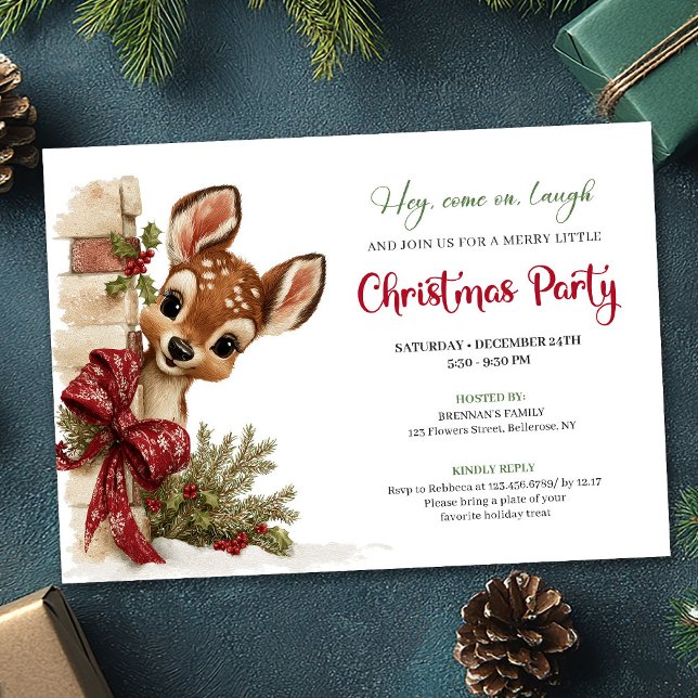 Charming peeking reindeer editable invite download inbjudningar (Charming peeking reindeer editable invite download)