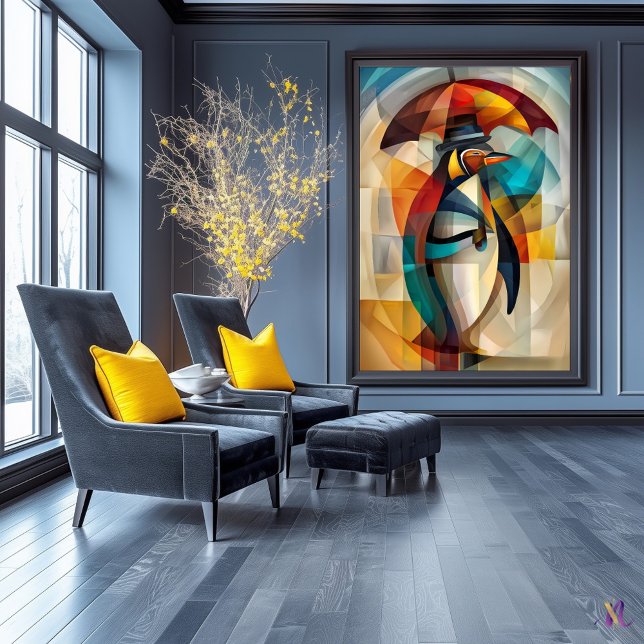 Charming Penguin - Cubist Dandy in Rain Poster (Skapare uppladdad)