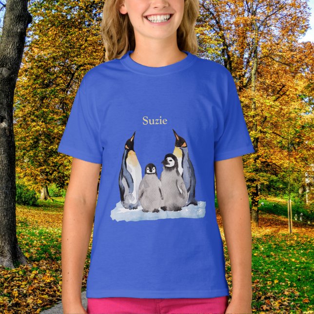 Charming Penguin Family med Namn T-Shirt (Skapare uppladdad)