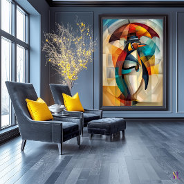 Charming Penguin – Kubistisk Dandy i Regnet Poster