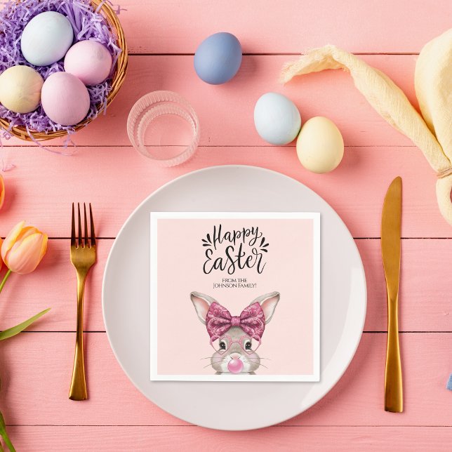 Charming Personlig Påsk Napkins Pappersservett (Personalized Happy Easter Napkins)