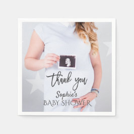 Charming Photo Baby Shower Handskriftlig tack Pappersservett