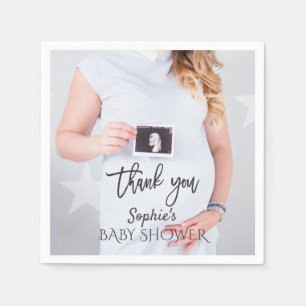 Charming Photo Baby Shower Handskriftlig tack Pappersservett