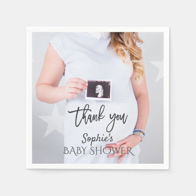 Charming Photo Baby Shower Handskriftlig tack Pappersservett (Framsidan)
