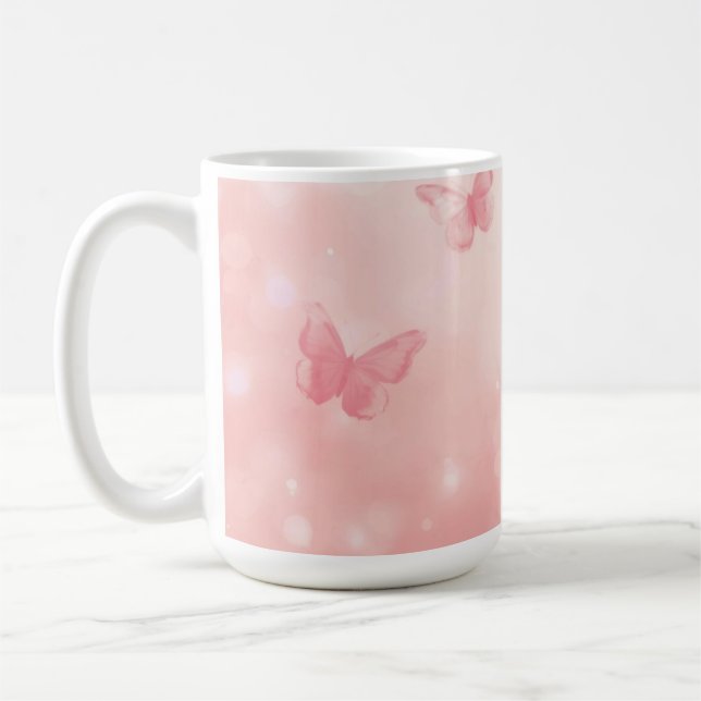 charming pink butterlies kaffemugg (Vänster)