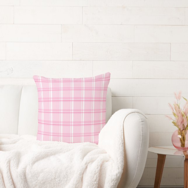 Charming Pink Plaid Kudde (Soffa)