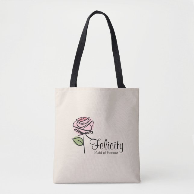 Charming Pink Rose Brudtärna Tote Bag Tygkasse (Framsida)