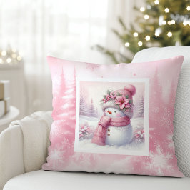 Charming Pinkmas Winter Forest Kids Holiday Pillow Kudde