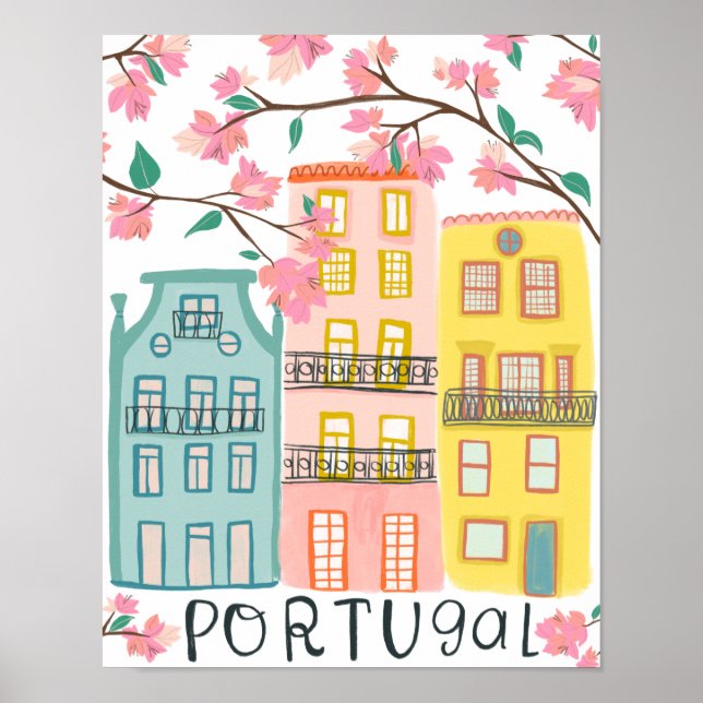 Charming Portugal hushus Handmade Artwork Poster (Framsidan)