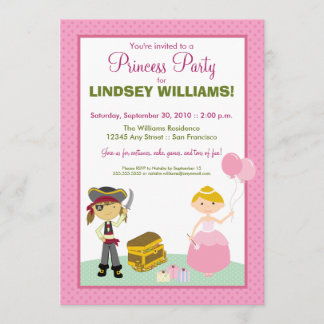 Charming Princess & Pirat Party bjudan Inbjudningar