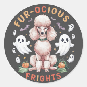 Charming Pudel Frights: Päls-ondskefull Roligt i e Runt Klistermärke