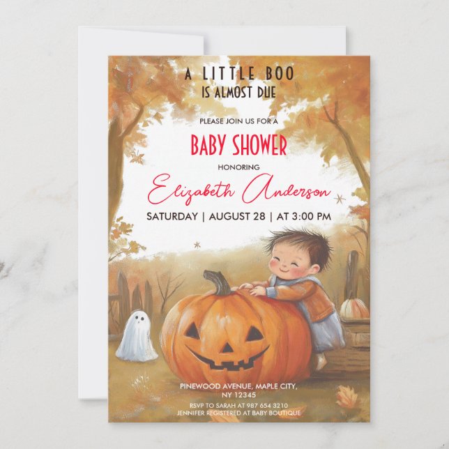 Charming Pumpkin Halloween Baby Shower Inbjudningar (Framsida)