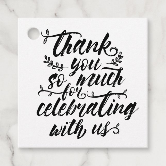 Charming Push Script Bröllop Tack Gåvor Etiketter (Framsida)