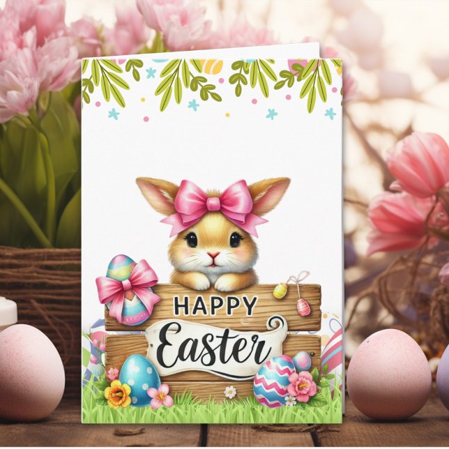 Charming Rabbit-Themed Easter Card Kort (Skapare uppladdad)